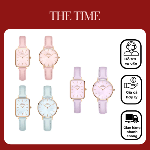 (Tặng Vòng Tay) Đồng Hồ Nữ Petiti Quadro Pastel DW - Đồng Hồ Daniel Wellington 28mm - 20x26mm