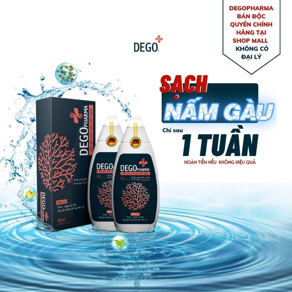 Dầu Gội Sạch Gàu Nấm DEGO Dược Liệu Giúp Giảm Ngứa Sau 1 Tuần Làm Mát Da Đầu 80ml