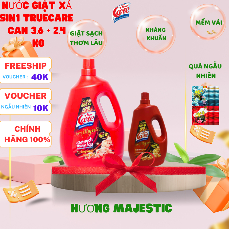 Combo nước giặt xả Mr Care( True Care) 3.6 kèm 2.4kg tặng kèm 10 gói nxv 20ml