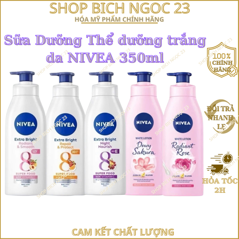 Sữa Dưỡng Thể NIVEA Sáng Da Ban Đêm từ 8 Super Foods Chai 200ml, 350ML