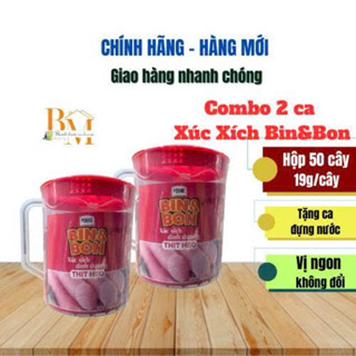Combo 2 Ca 50 Cây Xúc Xích Heo Cao Bồi Bin&Bon Masan 19g (Tặng Ca Đựng Nước)-Hạn sử dụng 1/2026