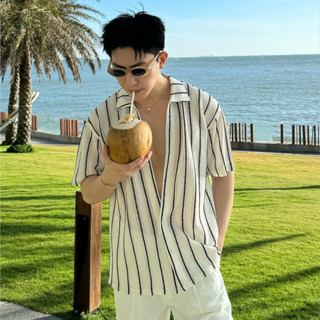 Áo Sơ Mi Ngắn Tay Đi Biển Hoạ Tiết Đan Lưới Nam Nữ