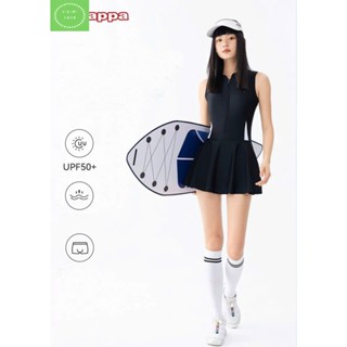 Mới Bikini, Đồ bơi nữ liền một mảnh dáng váy kèm quần đùi kappa kiểu dáng cá tính, thể thao ôm gọn tôn dáng cao cấp