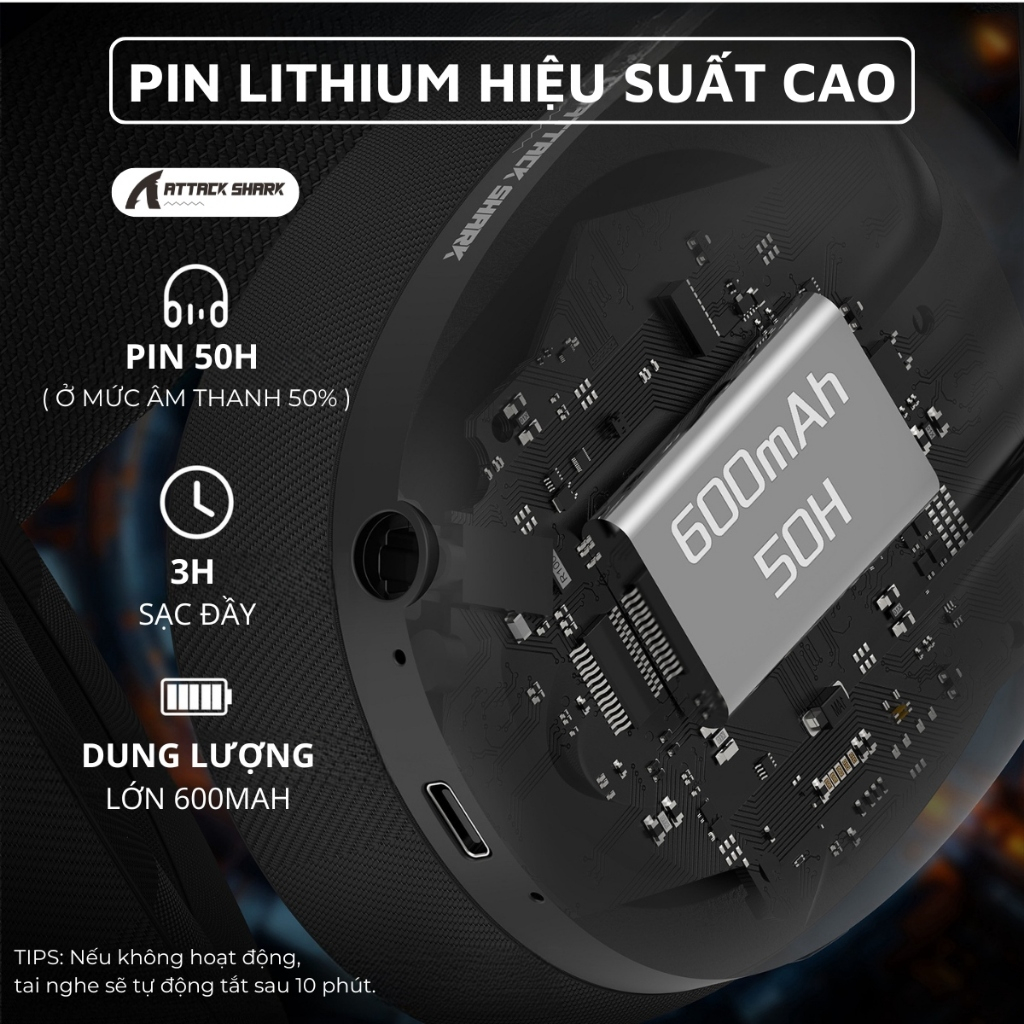 Tai nghe Không Dây Attack Shark L80 Supper Bass 3 Chế Độ Kết Nối Mic Tháo Rời Thời Lượng Pin Trâu | BigBuy360 - bigbuy360.vn