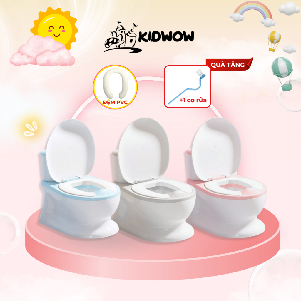 Bô cho bé tập đi vệ sinh mô phỏng toilet người lớn, Toilet cho bé mẫu sang trọng, có khay đựng giấy