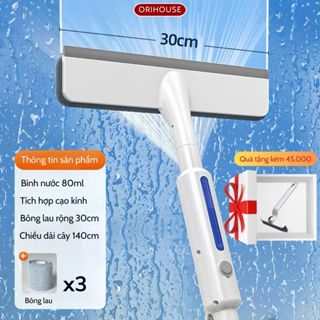 Cây lau kính thông minh tích hợp bình phun sương gạt nước cán dài 140cm