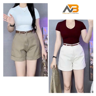 Quần Short Jeans Nữ Lưng Cao Dáng A Túi Xéo Lai Lật 3 Màu H135