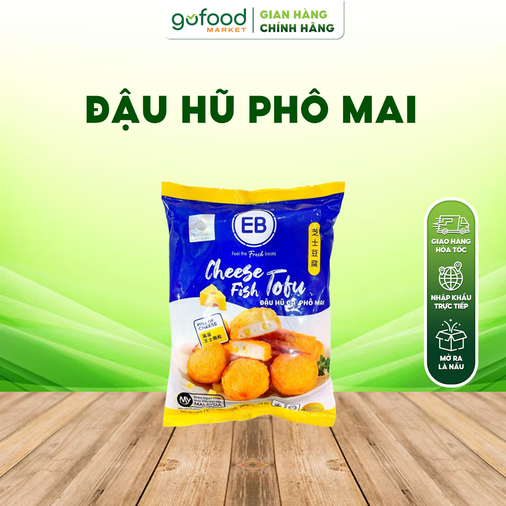   Hỏa Tốc HN  Đậu Hũ Phô Mai EB Cheese Tofu Gói 500gr - Cá Viên Đậu Hủ Phô Mai Dùng Chiên Nấu Lẩu,... - Gofood Market 
