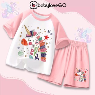 Bộ quần áo bé gái BabyloveGO, set đồ bộ mùa hè chất thun cotton mềm nhẹ thoáng mát cho bé 1-10 tuổi