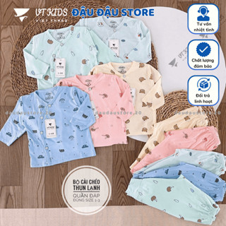 Set 3/5 Bộ Dài Tay Màu VT Thun Lạnh Petit cho bé sơ sinh chất mềm mịn thoáng cho bé 0 - 9 tháng DL04 Đậu Đậu Store