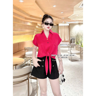 Áo sơ mi buộc vạt nữ tính _ Áo sơ mi mặc nhóm, đồng phục nhóm, đồng phục mùa hè