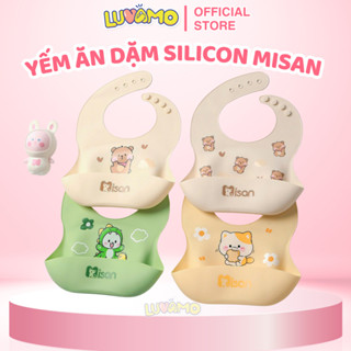 Yếm ăn dặm silicon MISAN có máng hứng dành cho bé từ 6 tháng tập ăn dặm LUVAMO