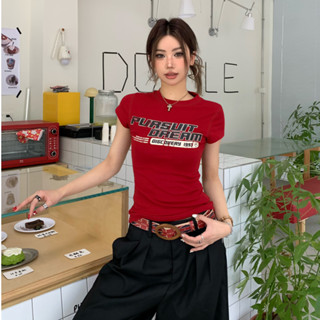 áo thun nữ ôm body  Đỏ mận fashion áo style âu mỹ  baby tee  mùa hè  áo phông Eleclassm