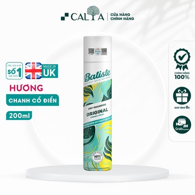 Dầu Gội Khô Hương Cam Chanh Cổ Điển, Sạch Dầu Nhờn Tức Thì - Batiste Dry Shampoo Clean & Classic Original 200ml