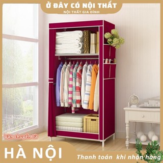 Tủ treo quần áo Tủ vải đựng quần áo có cửa kéo khóa phong cách hiện đại đa năng