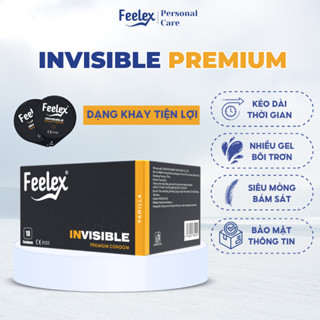 Bao cao su Feelex siêu mỏng, gân gai, nhiều gel bôi trơn - Hộp 10 chiếc