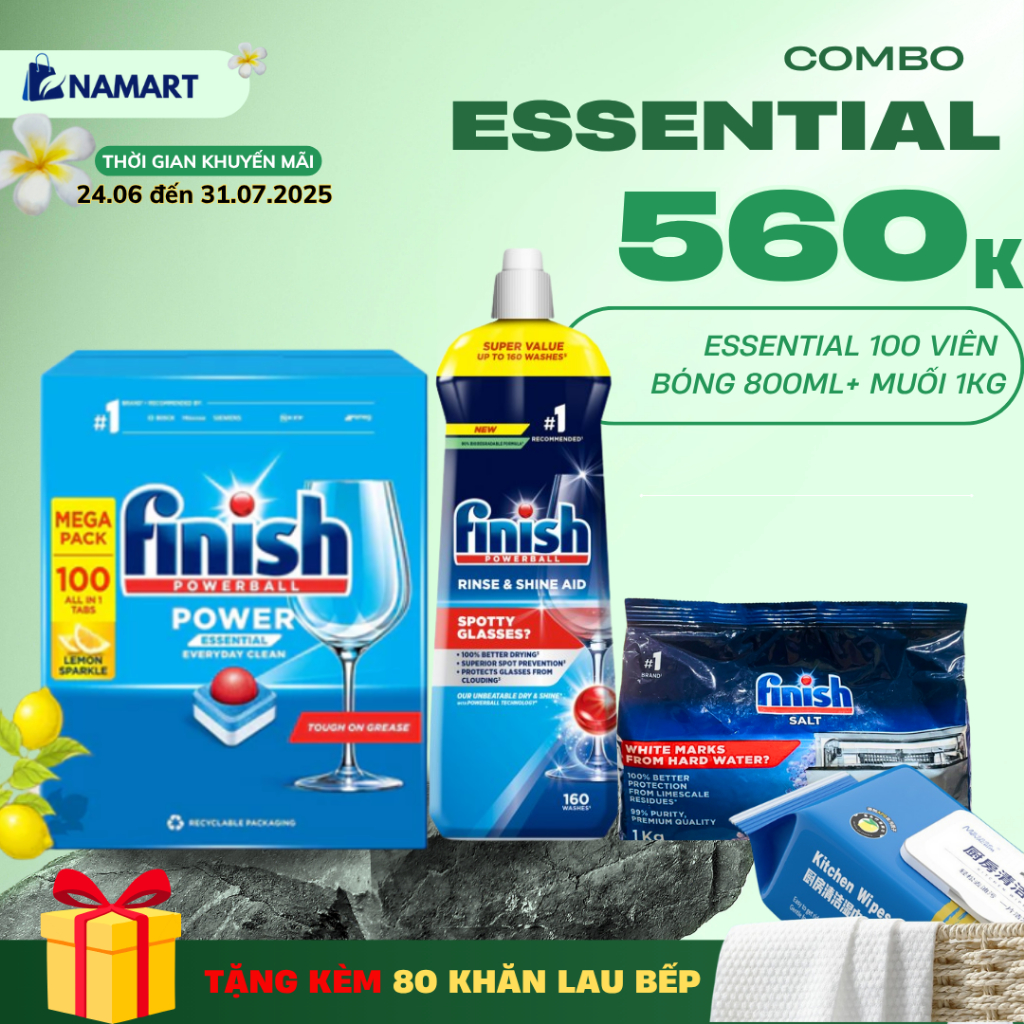 COMBO Viên rửa bát Finish khuyên dùng dành cho máy rửa bát Bosch/ Hafele/ Eurosun/ Nhật/ Electrolux/