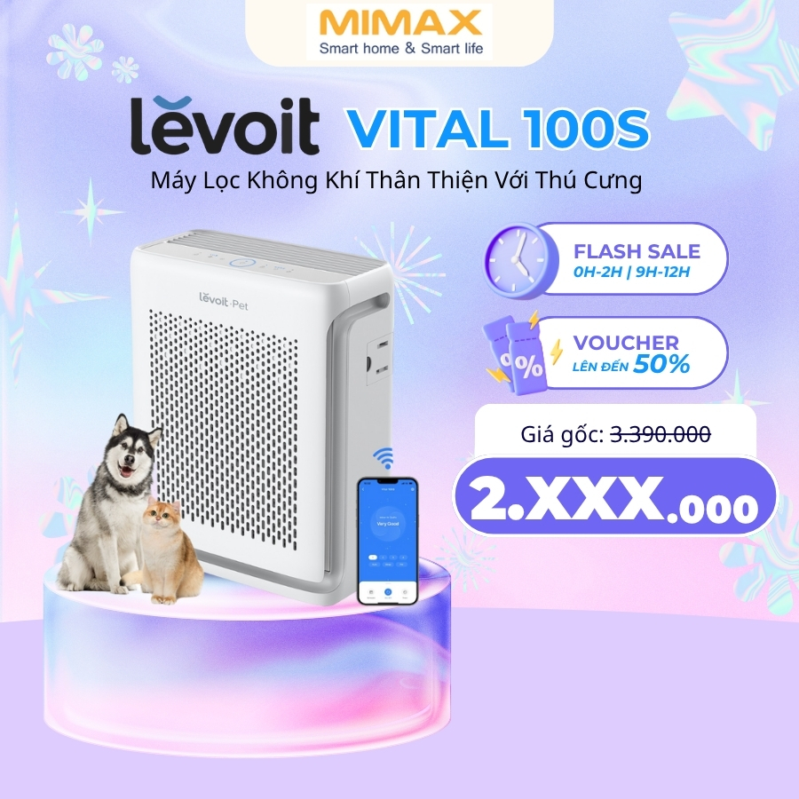 [Hỏa Tốc - HCM] Máy Lọc Không Khí Levoit Vital 100S l Khử Mùi Diệt Khuẩn | Hút Lông Thú Cưng Cực Mạnh