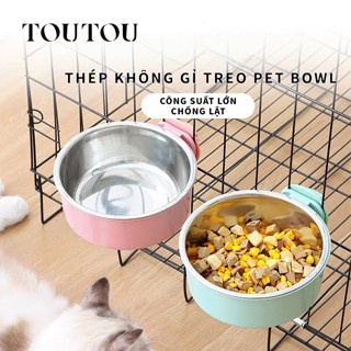 Bát Ăn Treo Chuồng TOUTOU Khay Ăn Cho Chó Mèo Chống Đổ Tiện Vệ Sinh Chắc Chắn An Toàn Sử Dụng Không Gỉ