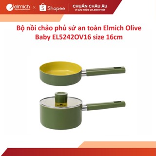 Bộ nồi chảo phủ sứ an toàn Elmich Olive Baby EL5242OV16 size 16cm