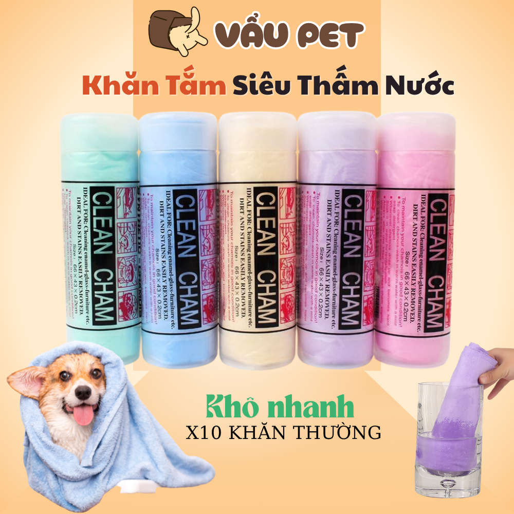Khăn Tắm Cho Chó Mèo Siêu Thấm Hút Có Hộp Tiện Lợi Tiết Kiệm Thời Gian Vẩu Pet Shop