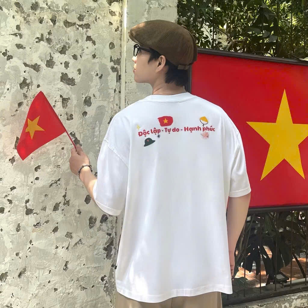 Áo thun unisex in hoạ tiết ĐL-TD VIỆT NAM YÊU NƯỚC chất cotton thoáng mát co giãn 2 chiều ut