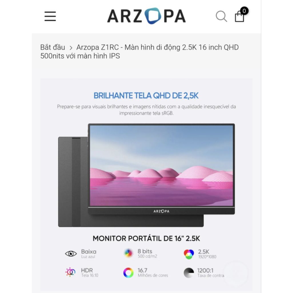 Màn di động chính hãng ARZOPA 60hz 144hz | BigBuy360 - bigbuy360.vn