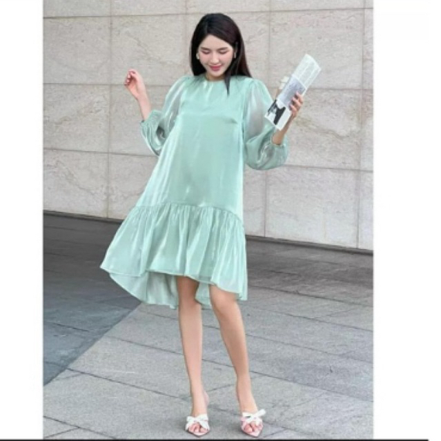 [THANH LÝ/PASS] JOVEN Đầm Nữ Suông BabyDoll Tay Cánh Tiên Tùng Nhún Tầng
