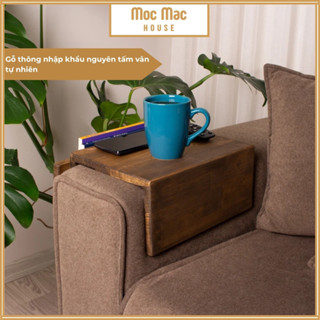   ĐẶC BIỆT  Bàn gỗ gắn tay ghế sofa Mộc Mạc House Bàn - Kệ mini tiện lợi có ngăn đựng sách decor phòng khách vintage 