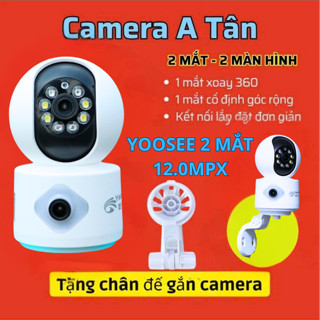 Camera Yoosee 2 Mắt Xem 2 Màn Hình [ có chân đế kèm theo] Cùng Lúc xoay 360 Độ,Xem Đêm Có Màu