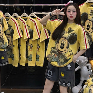 set đồ mùa hè,set đồ nữ sang chảnh,bộ mickey loang quần đùi 3 màu dễ thương cute hot trend id166