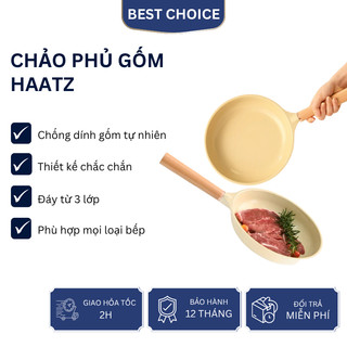 Chảo phủ gốm Haatz Size 24cm, chống dính tự nhiên, an toàn cho sức khỏe, dùng mọi loại bếp