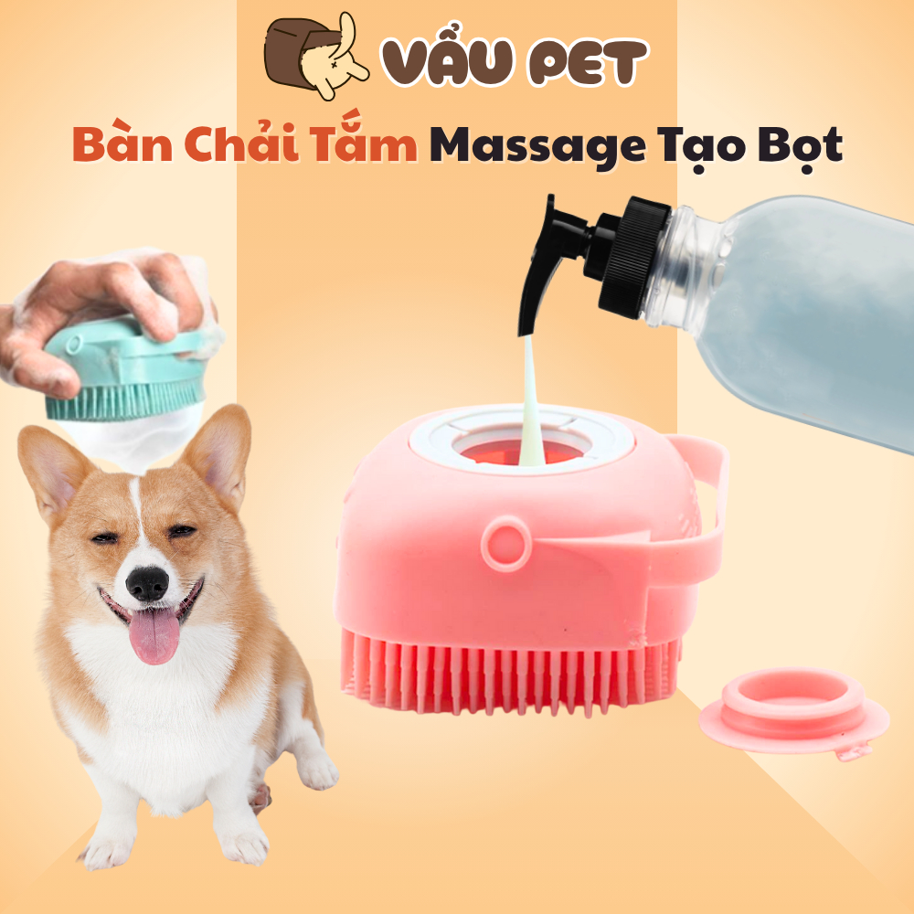 Bàn Chải Tắm Chó Mèo Silicone Mềm Massage Tạo Bọt - Bàn Chải Tắm Cho Chó Cao Cấp