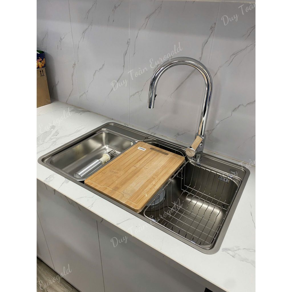 Chậu rửa bát chống xước NOBINOX, Chậu 1 hố NL724D & NL725D Bề mặt LIKEN Vân siêu mịn