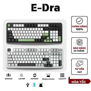  Bàn phím Gaming EDRA EK398W Bàn Phím Cơ Hotswap Sw Blueberry Linear  2.4Ghz Bluetooth USB 2.0  