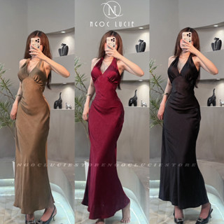 G04 - (Có Mút) Đầm Lụa Thiết Kế Cổ Yếm Hở Lưng Sang Trọng, Quý Phái - Ngọc Lucie