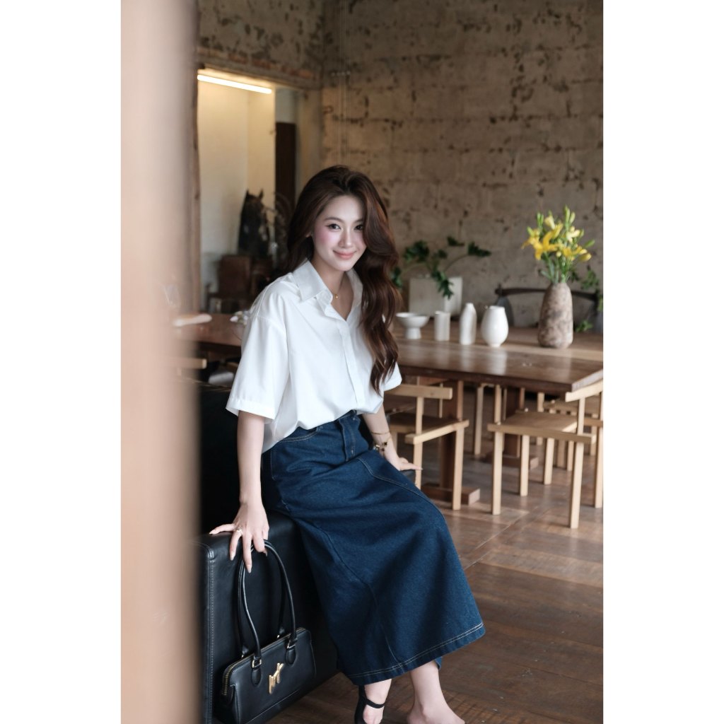 Áo sơ mi trơn tay ngắn nữ GILLEE (nhiều màu) form rộng dáng lửng vải kate lụa cao cấp thoáng khí nhiều màu FAS374 | BigBuy360 - bigbuy360.vn