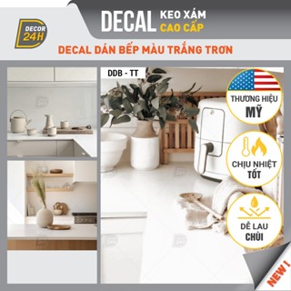 Decal Dán Bếp Decor24h DDB-TT, Giấy Dán Bếp Màu Trắng Trơn Không Họa Tiết Chịu Nhiệt Tốt Dễ Lau Chùi