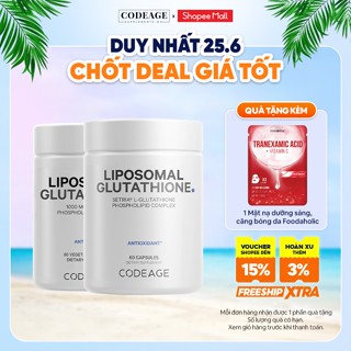 Viên uống hỗ trợ trắng da CodeAge Liposomal Glutathione 60 viên cải thiện mờ thâm sạm nám, da sáng khỏe từ bên trong