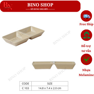Chén chấm 2 ngăn màu nâu- c103n