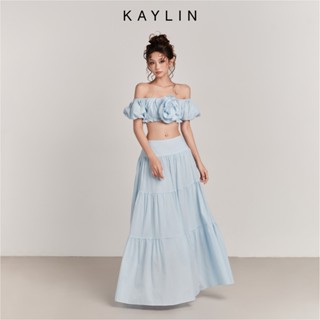Set KAYLIN áo hoa croptop trễ vai phối chân váy tầng Maxi chất vải linen hàn phong cách Boho Chic BST Hè 2025 - SET24T6