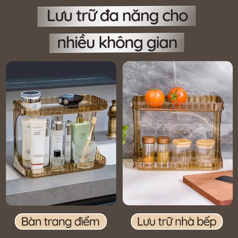 [SẴN] Kệ Đựng Mỹ Phẩm 2 Tầng Nhựa Mica Trong Suốt, Kệ Để Đồ Nhà Tắm Để Bàn Trang Điểm Sang Trọng | BigBuy360 - bigbuy360.vn