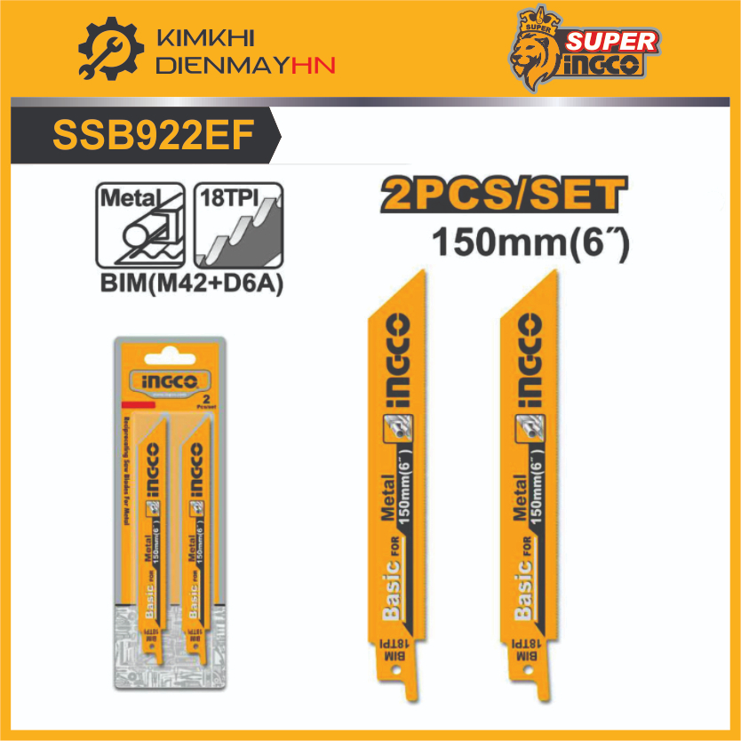 Lưỡi cưa kiếm kim loại 2 cây INGCO SSB922EF, Lưỡi cưa kiếm 9 inch INGCO RSB1111DF