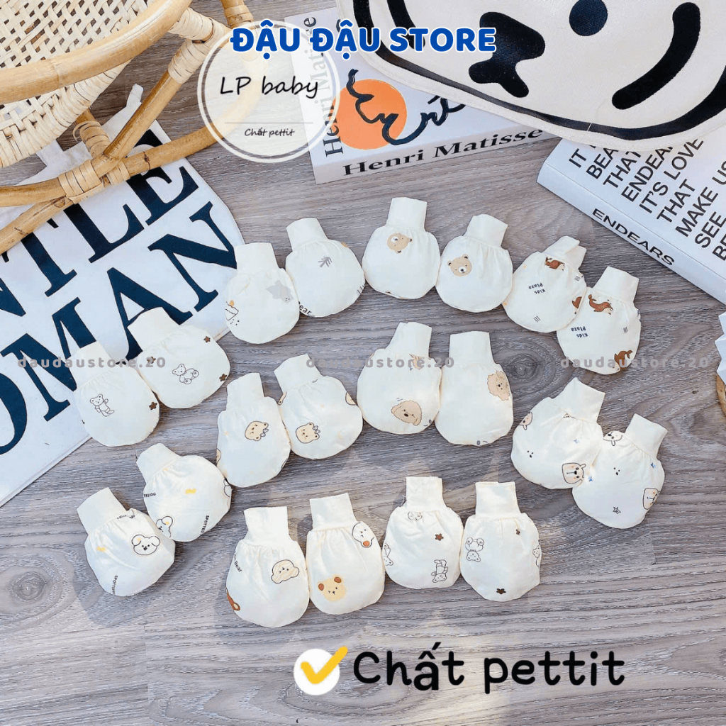 (Set 2 ĐÔI) Bao Tay Thun Lạnh PETIT LP Cho Bé sơ sinh mềm mịn thoáng mát co giãn in họa tiết Đậu Đậu Store