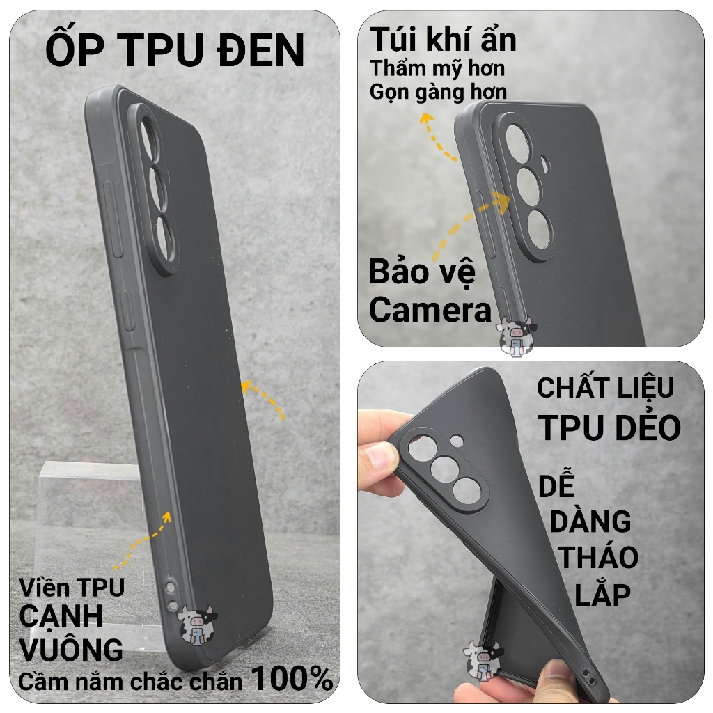 Ốp lưng Tecno Spark 20 Pro+ Plus viền vuông tpu đen Cowcase | Vỏ điện thoại Techno bảo vệ camera