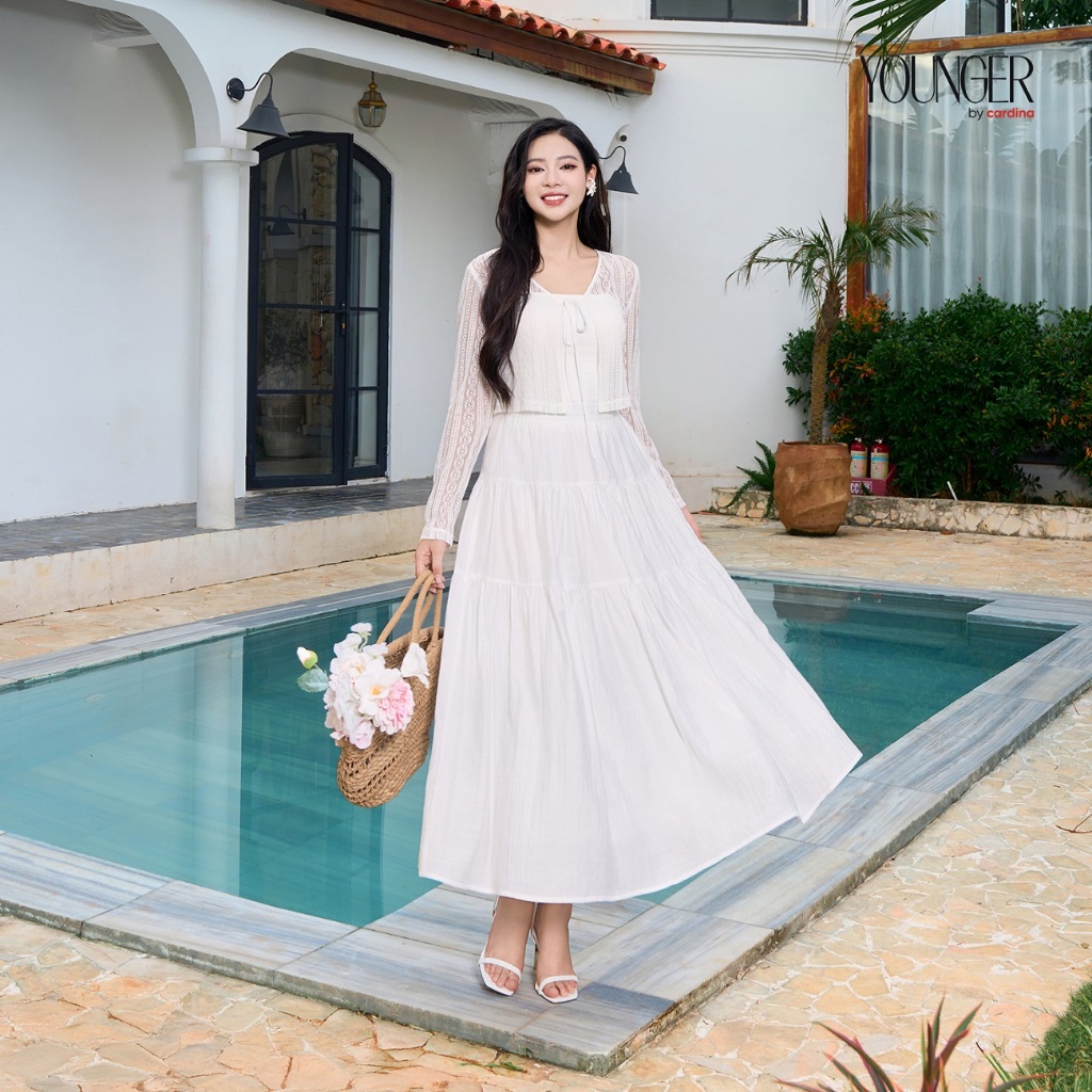 Áo khoác ren nữ YOUNGER by CARDINA tay dài cột nơ 5YARD02