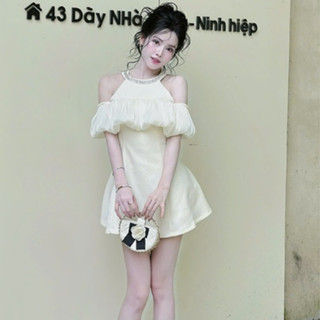 váy thiết kế cao cấp,đầm tiệc cưới sang chảnh,váy yếm cổ đá trễ vai xịn sò hot trend sành điệu ID185