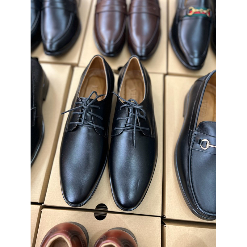 Giày tây đen trơn classic cổ điển da thật
