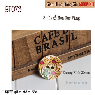 Set 4 Gói Nút Gỗ Tròn 3cm - Hoa Văn Vintage Đáng Yêu