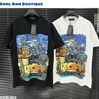 Áo Phông Boy Phố Dsquared2 Cổ Tròn Ngắn Tay In Hình Dsq Siêu To Đẹp 2 Màu Trắng Đen Chất Cotton Premium Cao Cấp
